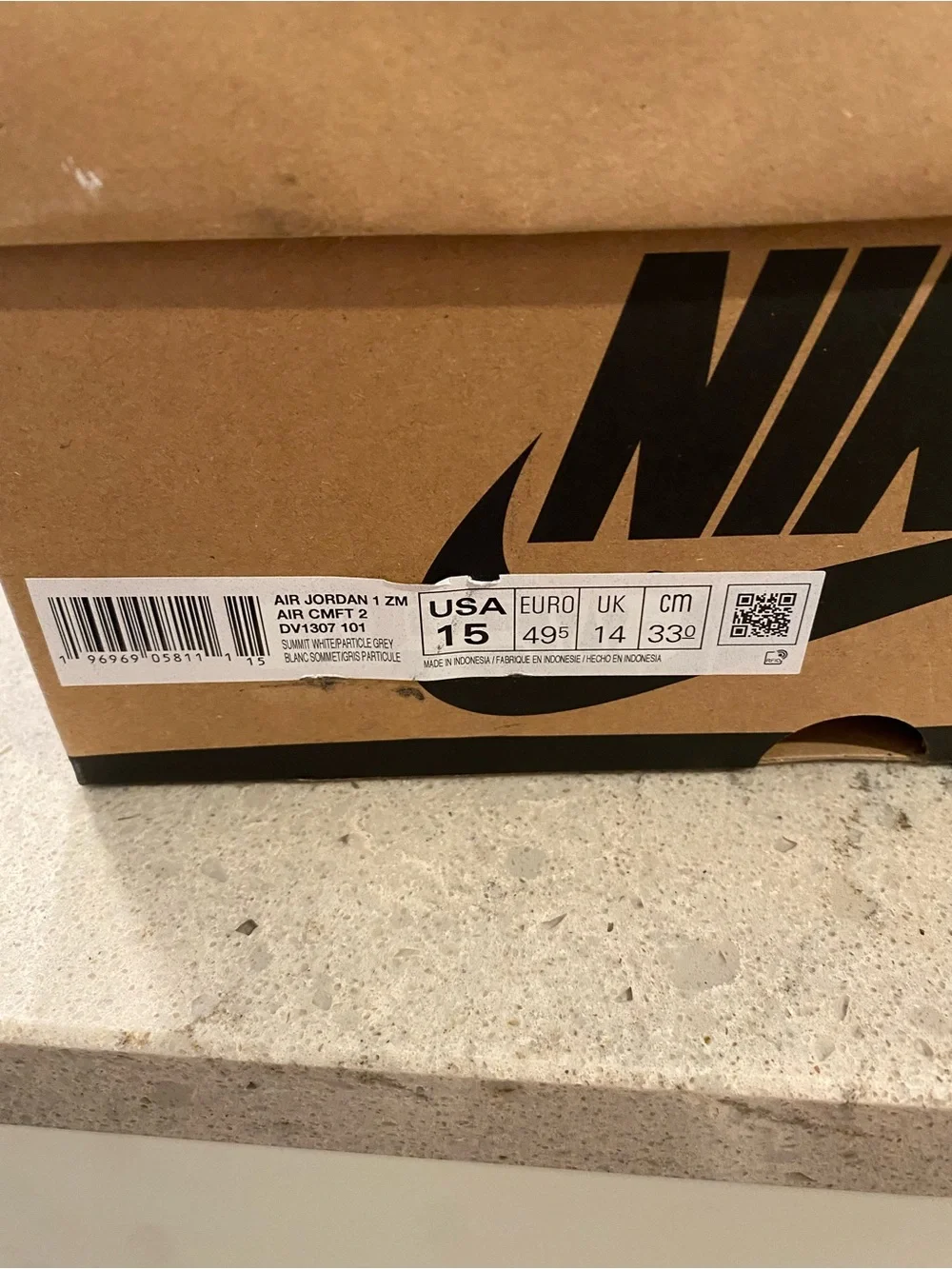 Nike Air Jordan 1 Zoom CMFT High Grey Fog White Men’s Size 15 With Box